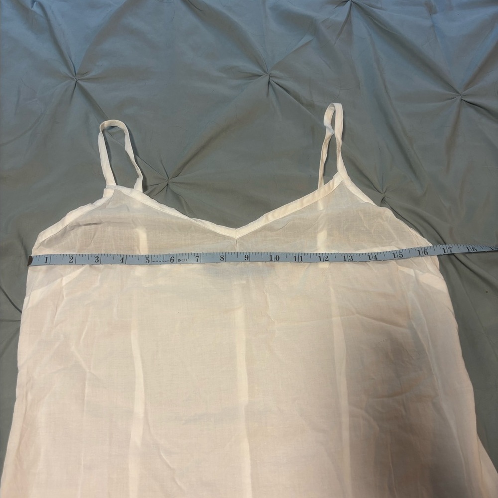 Johnny Was semi sheer white slip dress.